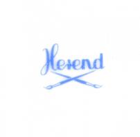 Herendi csipkebogyó mintás süteményes készlet, kézzel festett, egyik tányéron hajszálrepedés, jelzet...