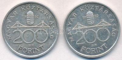 1992. 200Ft Ag "MNB" (2x) T:2