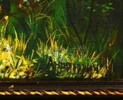 Olvashatatlan jelzéssel: Erdei részlet. Olaj, vászon, keretben, 50×30 cm