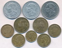 Franciaország 1931-1958. 10db klf vegyes fémpénz, közte 1952B 50Fr Al-Br T:2,2-
France 1931-1958. 1...