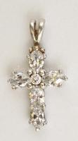 Ezüst(Ag) köves kereszt függő, jelzett, 3x1,5 cm, bruttó: 2,9 g