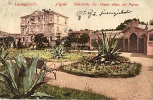 Mali Losinj, Lussinpiccolo; Cigale Sanatorio Dr. Hajos vista del Parco / sanatorium, spa (szakadás / tear)
