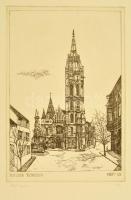Hepp Edit (1947-): Mátyás templom. Rézkarc, papír, jelzett, 28×19 cm