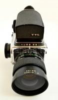 cca 1985 Kiev 88 TTL, középformátumú SLR fényképezőgép, MIR-38V 65mm objektívvel, működik / Vintage ...