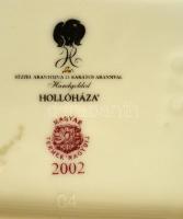 Hollóházi Szász Endre tervezte kis dobozka, matricás, jelzett, kopott, 8,5×7,5 cm