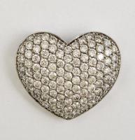 Ezüst(Ag) szív alakú függő, apró kövekkel, jelzett, 2,3x2 cm, bruttó: 4,1 g