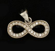 Ezüst(Ag) "végtelen" alakú függő, apró kövekkel, jelzett, 1,4x1,8 cm, bruttó: 1,7 g