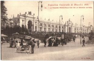 1910 Brussels, Bruxelles; Exposition Universelle, La facade principale vue de la Grande Entree / World Fair, entry