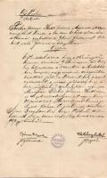 1898 Dekoratív bírósági irat sok okmánybélyeggel