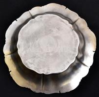 Ezüst(Ag) belga virágmintás peremű kerek kínáló tál, jelzett, d: 17 cm, nettó: 392 g