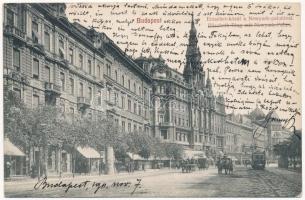 Budapest VII. Erzsébet körút a New York palotával, villamos
