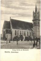 Beszterce, Bistritz, Bistrita; Evangélikus templom, Piac tér / church, market square
