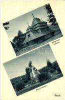 Uzsok, Uzhok; görög katolikus fatemplom, Hősök temetője / heroes cemetery, wooden church