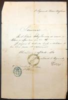 1862 Olasz nyelvű katonai témájú okmány az 1. magyar huszárezred pecsétjével