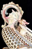 cca 1890 Fischer Ignácz Budapest, sárkányos  jardiniere, kézzel festett, aranyozott áttört porcelánf...