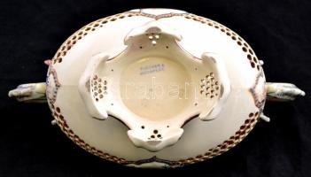 cca 1890 Fischer Ignácz Budapest, sárkányos  jardiniere, kézzel festett, aranyozott áttört porcelánf...