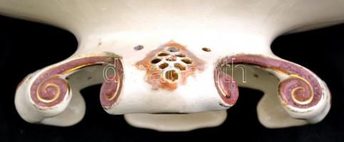 cca 1890 Fischer Ignácz Budapest, sárkányos  jardiniere, kézzel festett, aranyozott áttört porcelánf...