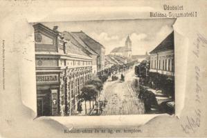 Balassagyarmat, Kossuth utca, Ágostoni evangélikus templom, gyógyszertár