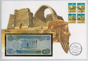 Irak 1980. 1D borítékban, alkalmi bélyegzésekkel T:I Iraq 1980. 1 Dinar in envelope with stamps C:UNC