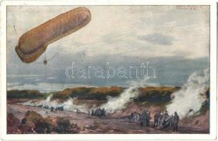 Fesselballon unsere Artilleriewirfung beobachtend. Deutscher Luftflotten-Verein / WWI German military airship observing the effects of the artillery attack s: Hans Rudolf Schulze (EK)