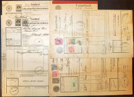 cca 1910-1937 5 db vasuti fuvarlevél okmánybélyegekkel
