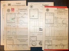 cca 1910-1930 4 db vasuti fuvarlevél