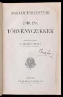 1910, 1911  évi törvényczikkek. (Magyar Törvénytár. Corpus Juris Hungarici). Bp., 1911-12 Franklin. ...