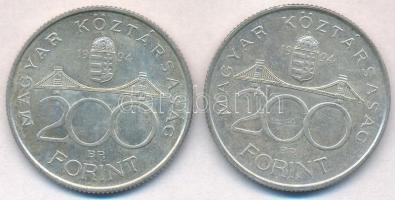 1994. 200Ft Ag "Deák" (2x) T:2 kis patina