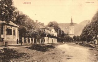 Zalatna, Zlatna; Posta utca, templom / street, church