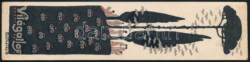 cca 1910 Teleki-Kogutowitz: Világatlaszának szecessziós, reklámos könyvjelzője Szekeres B. grafikával.