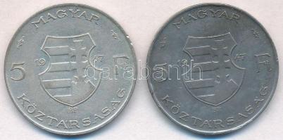 1947. 5Ft Ag "Kossuth" (2x) T:2-,3