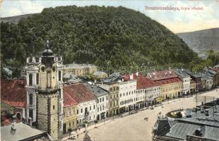 Besztercebánya, Banska Bystrica; Urpin-hegy akadémiával / mountain, street, shops, academy