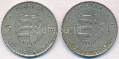 1947. 5Ft Ag "Kossuth" (2x) T:2-,3 patina