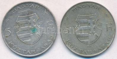 1947. 5Ft Ag "Kossuth" (2x) T:2-,3 patina