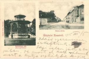 Kassa, Kosice; Széchenyi rét, Rózsa utca, Zenepavilon / street view, park, music pavilion