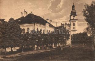 Szepesbéla, Spisska Bela; Fő tér, Béla szálloda, templom / Námestí / Hauptplatz / main square, hotel, church