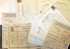 1888-1943 17 db irat, okmány, bizonyítvány