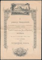 1896 A pozsonyi középiskolák által a millennium emlékére rendezett ünnepségek műsora, Pozsony fametszetű látképével, jó állapotban, 8p