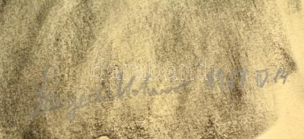 Szegedi Molnár Géza (1906-1970): Baranyai László bányász. Szén, papír, jelzett, 60x42,5 cm