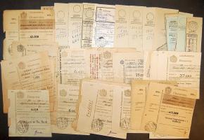 Befizetési és pénztárbizonylatok főleg az 1930-es évekből kb 100 darab