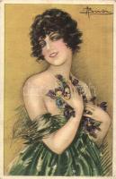 Italian Art Nouveau postcard, lady s: Busi (EK)
