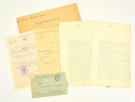 1934-1936 vitéz Torzsay Lénárd csendőr alezredes iratai: végrendelet több példányban, családi névváltoztatást engedélyező okmány, aláírásokkal, pecsétekkel