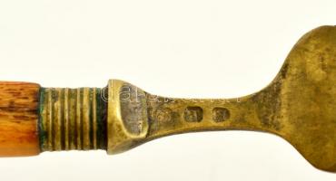 Jelzett réz halas villa, csont nyéllel,  h:14,5 cm