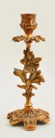 Dekoratív réz gyertyatartó, virágos díszítéssel, m: 19 cm
