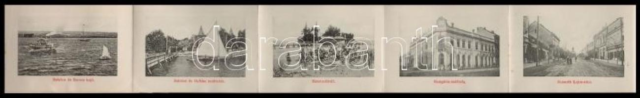 Keszthely, Kossuth Lajos utca, gyógyszertár, leporellólap belül vasútállomással. Nádai J. kiadása, W...