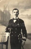 1915 Fiume, Rózsa Mihály tengerész tiszt / WWI K.u.K. Kriegsmarine, naval officer, G. Lovrovic photo