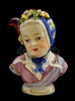 Sevres lányka porcelán büszt, kézzel festett, jelzett, apró lepattanásokkal, m: 8 cm