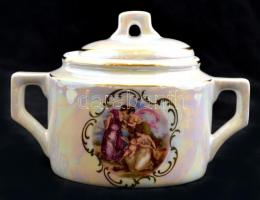 Zsolnay mokkás készlet, matricás, jelzett, kopott