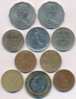 10db-os vegyes külföldi fémpénz tétel, benne Ausztrália, Franciaország, Mexikó, Kolumbia és Szerbia ...