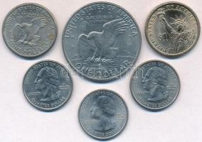 Amerikai Egyesült Államok 1972. 1$ + 1979. 1$ + 2007. 1$ + 2001-2007. 25c "50 Állam Negyeddollá...